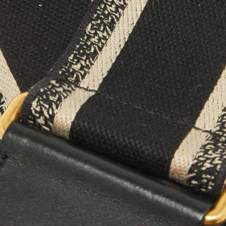 Pre Owned Dior Black Logo Embroidered Canvas Book Shoulder Strap