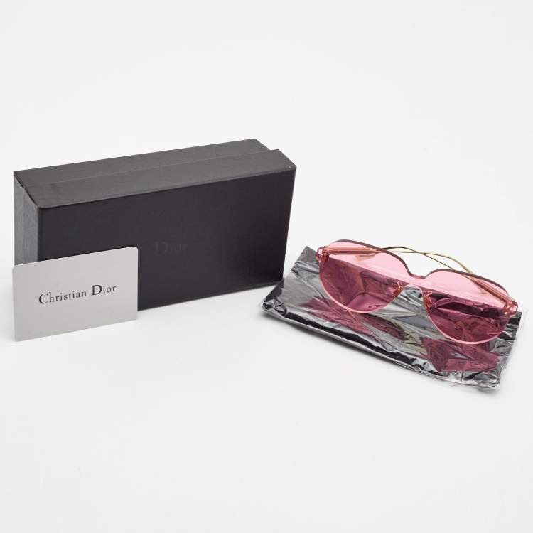 Pre Owned Dior Pink Tinted Dior Color Quake Aviator Sunglasses