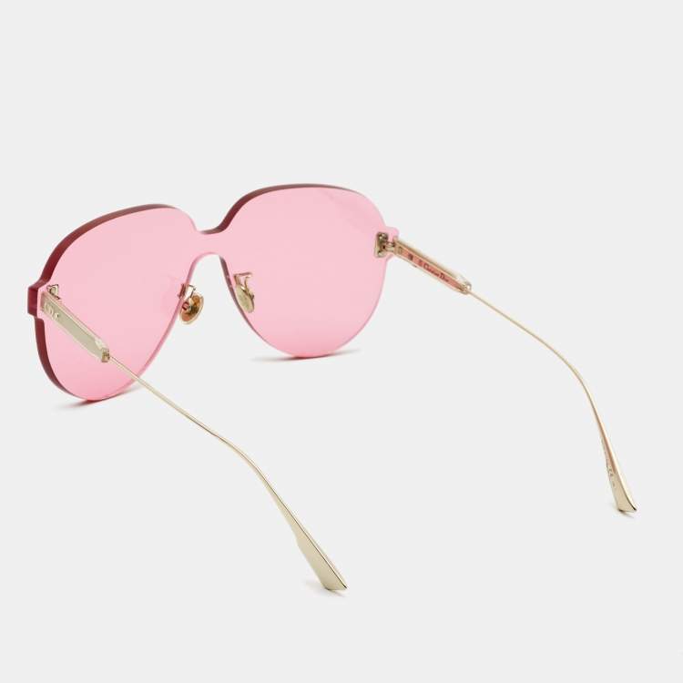 Pre Owned Dior Pink Tinted Dior Color Quake Aviator Sunglasses