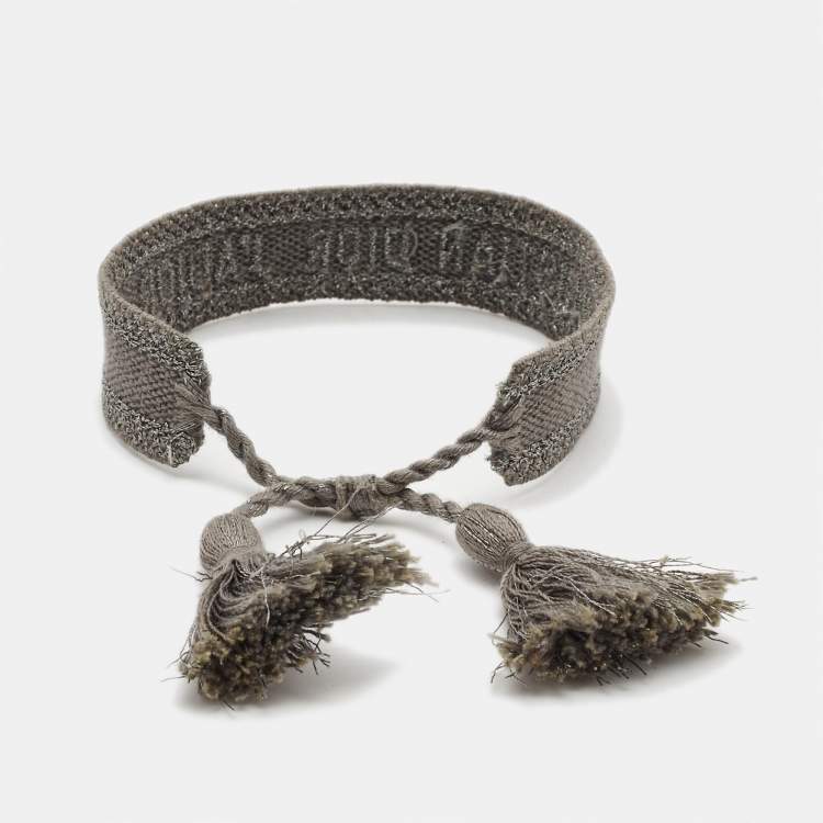 Pre Owned Dior J'Adior  Woven Fabric SIlver Thread Bracelet
