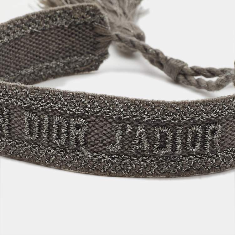 Pre Owned Dior J'Adior  Woven Fabric SIlver Thread Bracelet