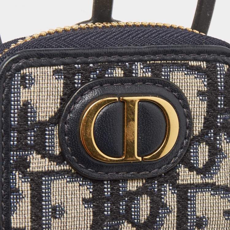 مملوكة مسبقًا Dior Black/Navy Blue Oblique Canvas and Rubber 30 Montaigne Phone Cover with Airpods Pro Case