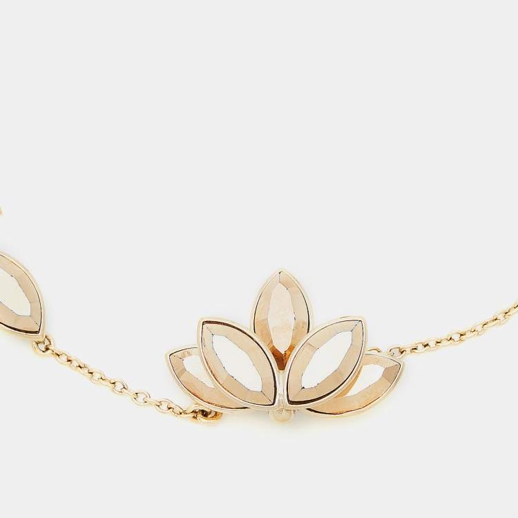 Pre Owned Dior Floral Crystals Gold Tone Bracelet