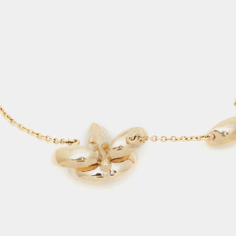 Pre Owned Dior Floral Crystals Gold Tone Bracelet