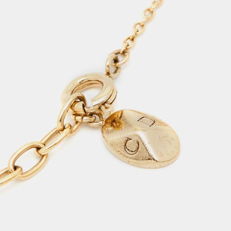 Pre Owned Dior Floral Crystals Gold Tone Bracelet