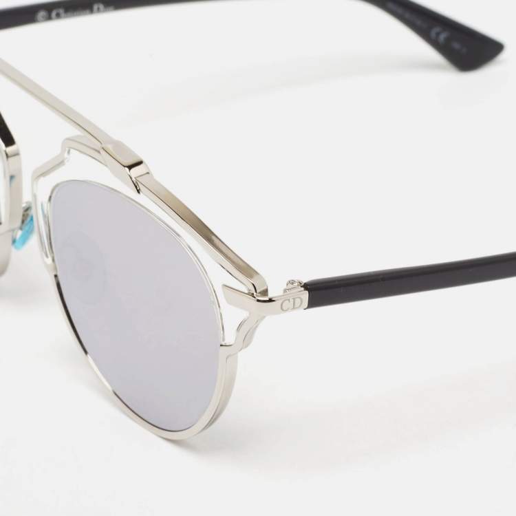 Pre Owned Dior Silver/Black DiorSoReal Mirrored Round Sunglasses