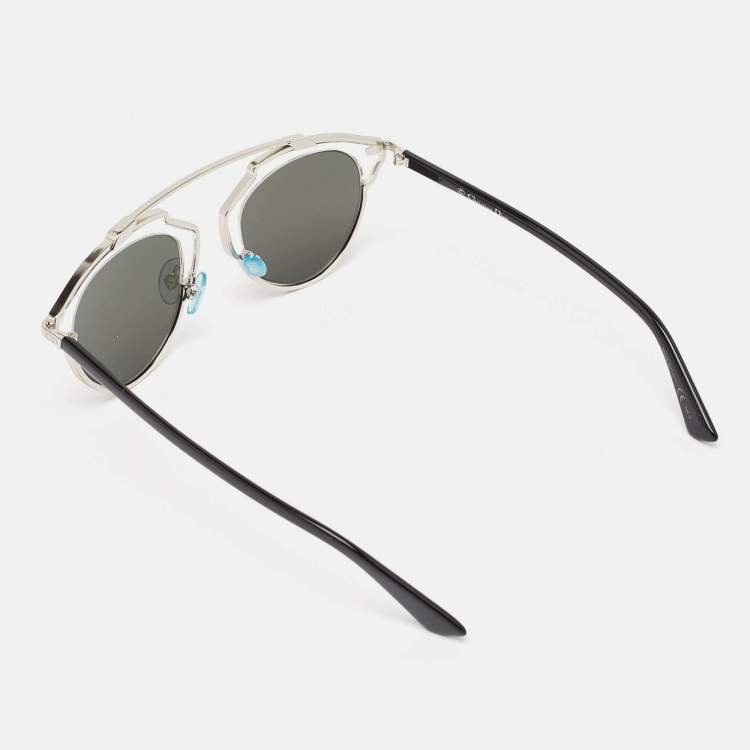 Pre Owned Dior Silver/Black DiorSoReal Mirrored Round Sunglasses