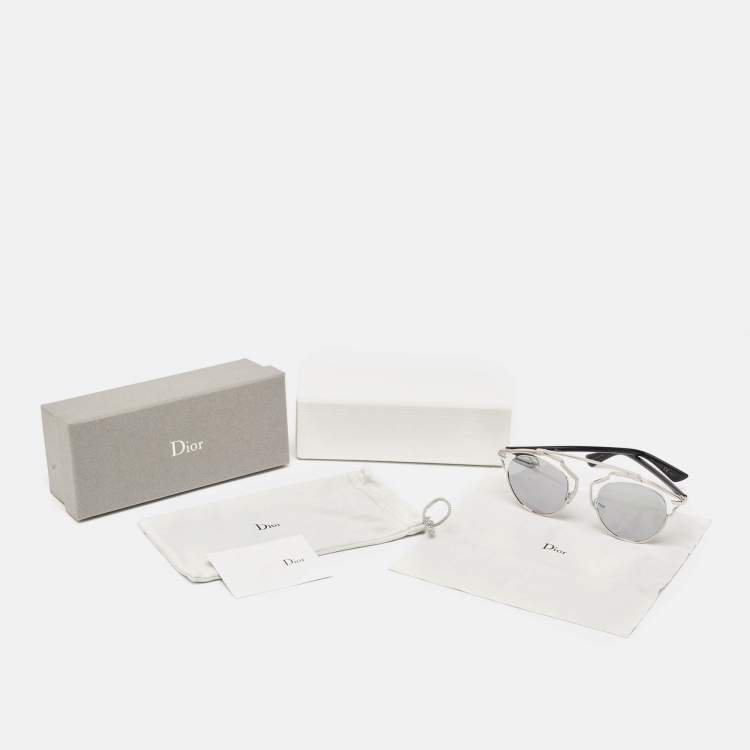 Pre Owned Dior Silver/Black DiorSoReal Mirrored Round Sunglasses