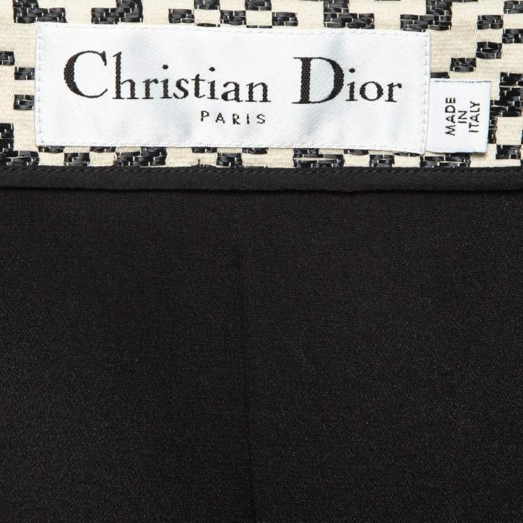 Pre Owned Christian Dior Cream/Black Pixel Pattern Cotton Blend Flared Jacket S