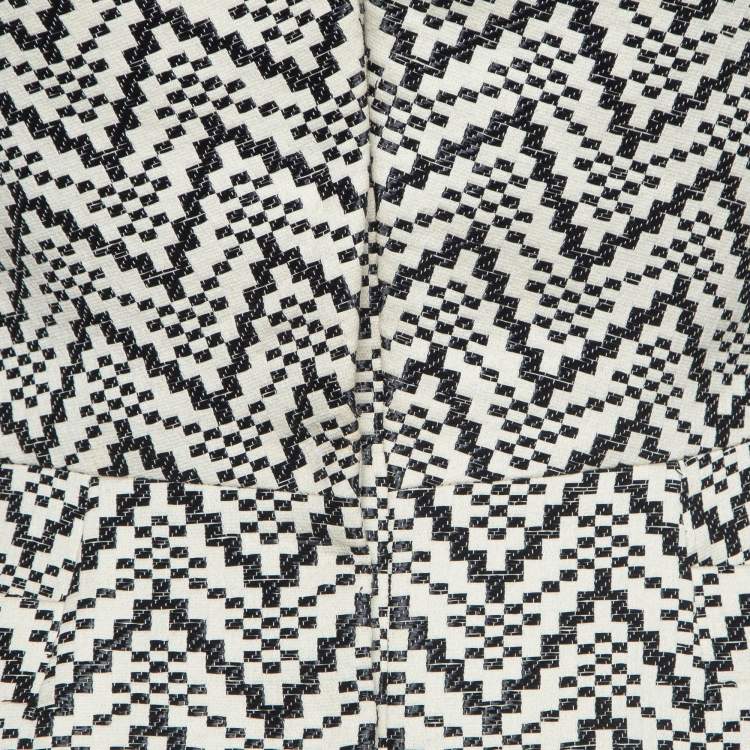 Pre Owned Christian Dior Cream/Black Pixel Pattern Cotton Blend Flared Jacket S