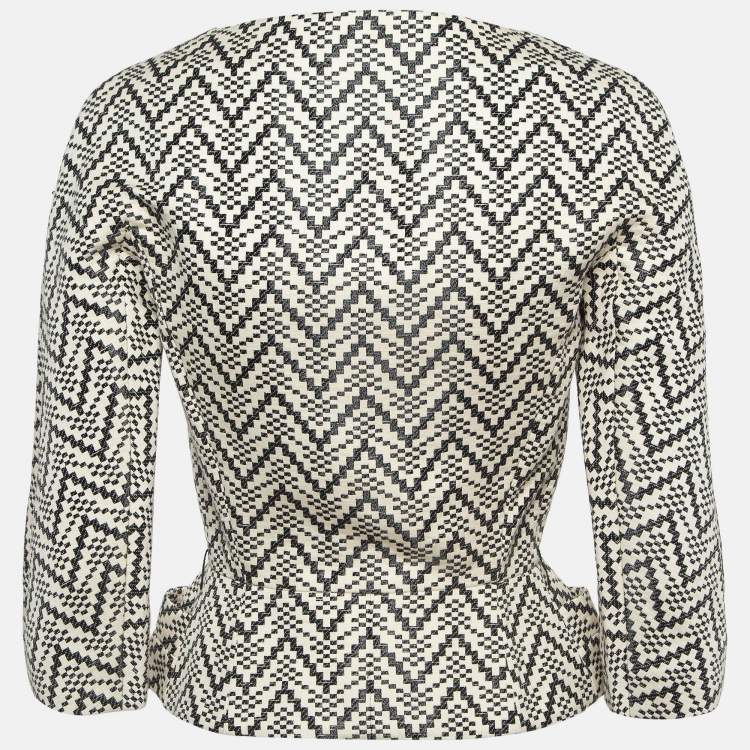 Pre Owned Christian Dior Cream/Black Pixel Pattern Cotton Blend Flared Jacket S