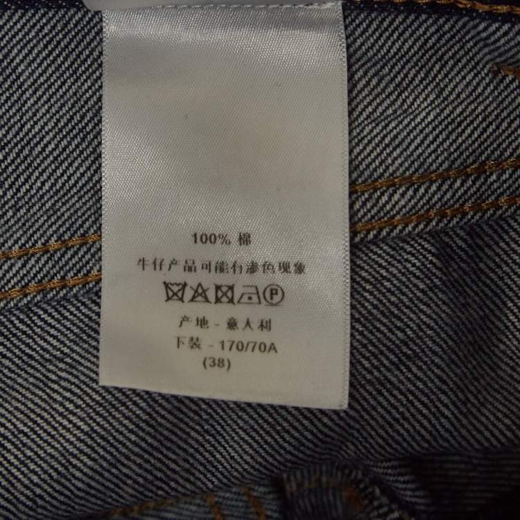 Pre Owned Christian Dior Navy Blue Raw Edge Denim Jeans M Waist 34"