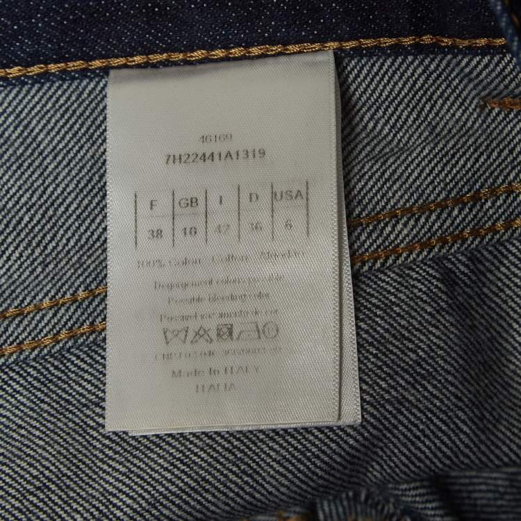 Pre Owned Christian Dior Navy Blue Raw Edge Denim Jeans M Waist 34"