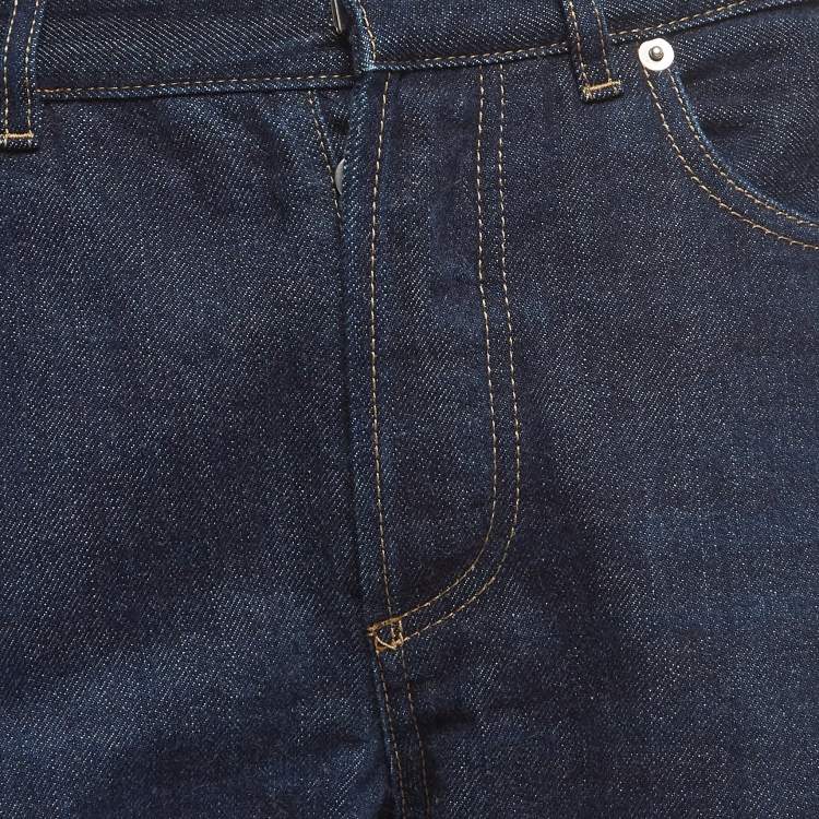 Pre Owned Christian Dior Navy Blue Raw Edge Denim Jeans M Waist 34"