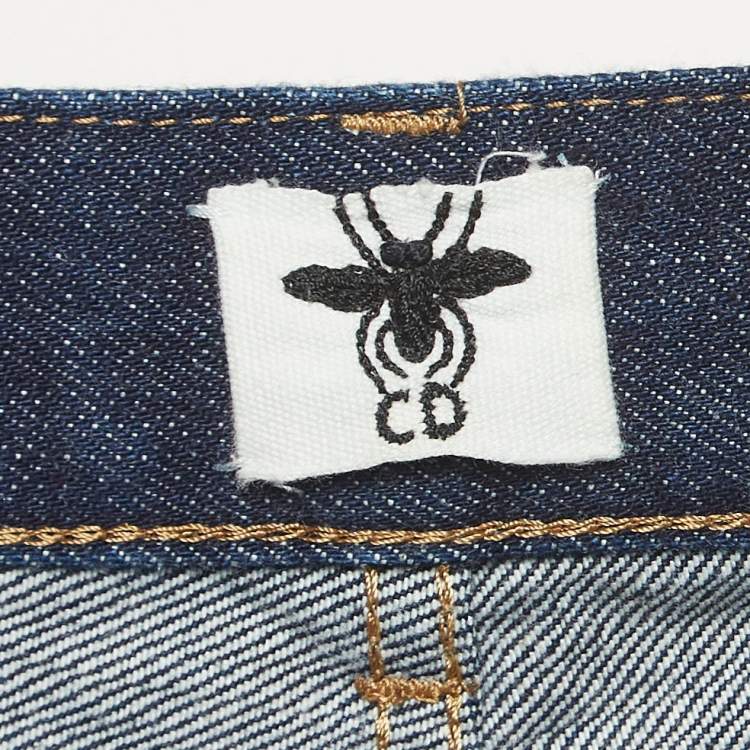 Pre Owned Christian Dior Navy Blue Raw Edge Denim Jeans M Waist 34"