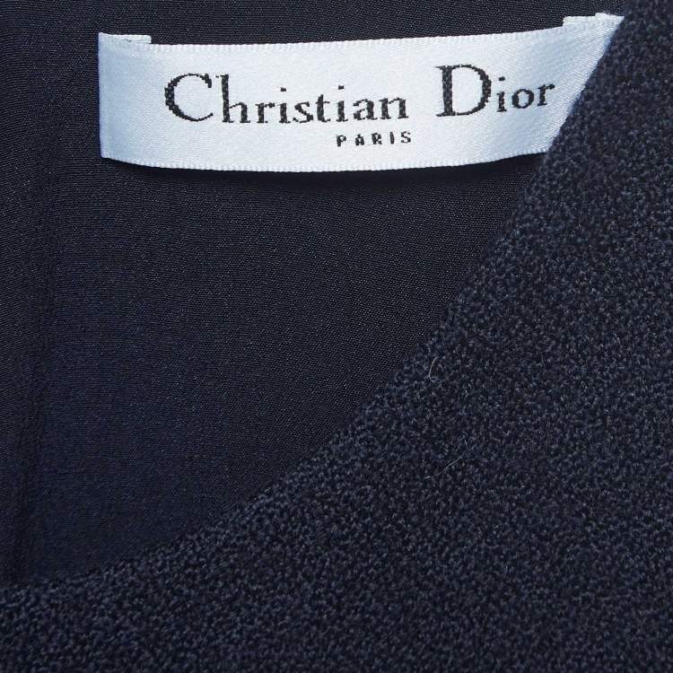 Pre Owned Christian Dior Navy Blue Wool Flared Mini M