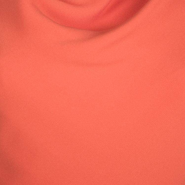 Pre Owned Dior Orange Silk Cowl Neck Sleeveless Dress M