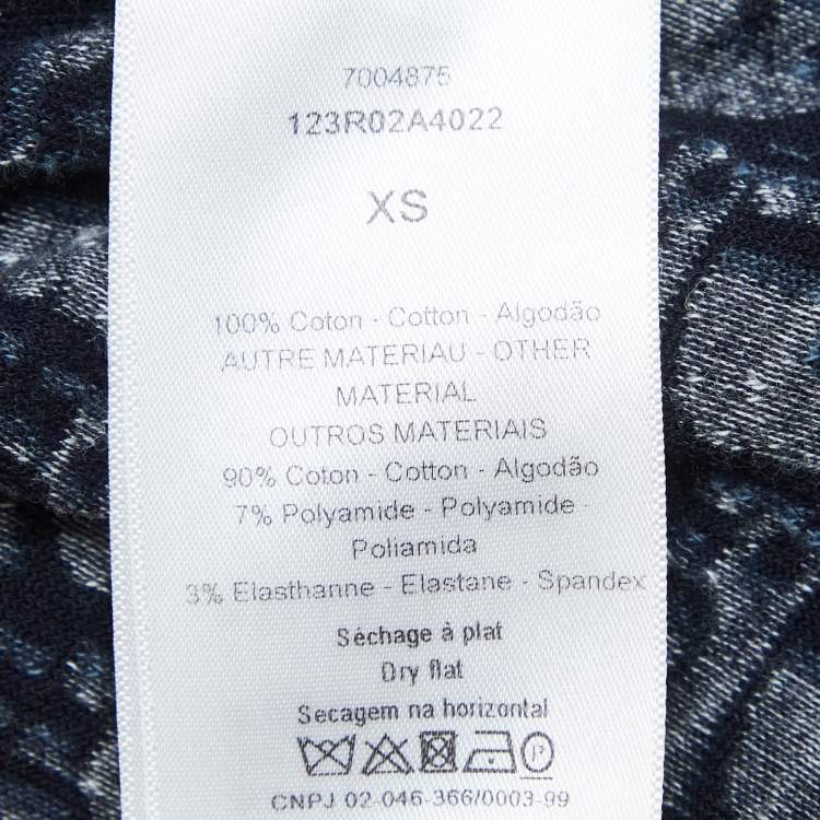 Pre Owned Dior Navy Blue Oblique Cotton Terry Hooded Dress XS