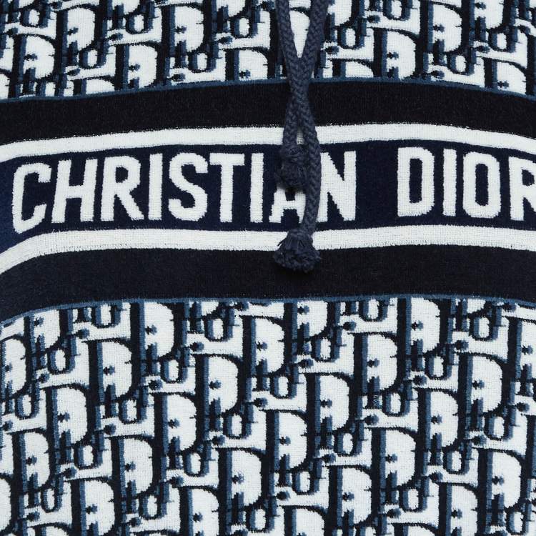 Pre Owned Dior Navy Blue Oblique Cotton Terry Hooded Dress XS