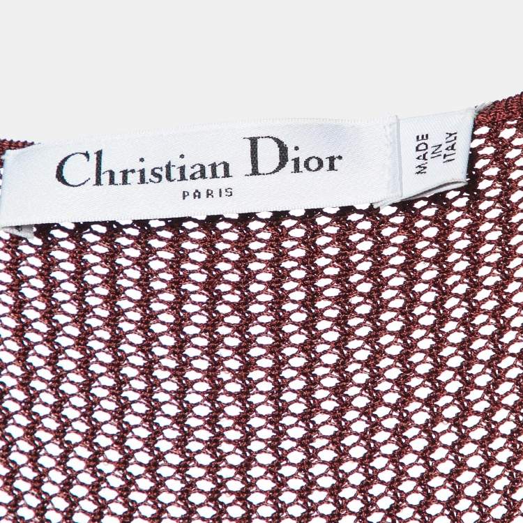 Pre Owned Dior Dark Red Knit Full Sleeves Maxi Dress M