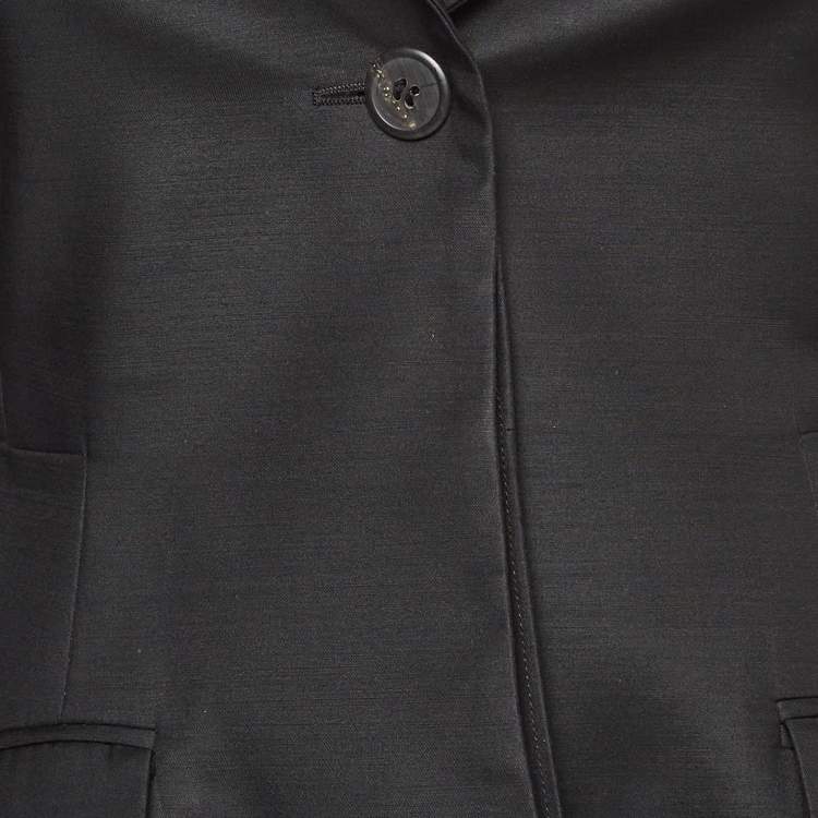 Pre Owned Christian Dior Black Wool Blend Flared Blazer S