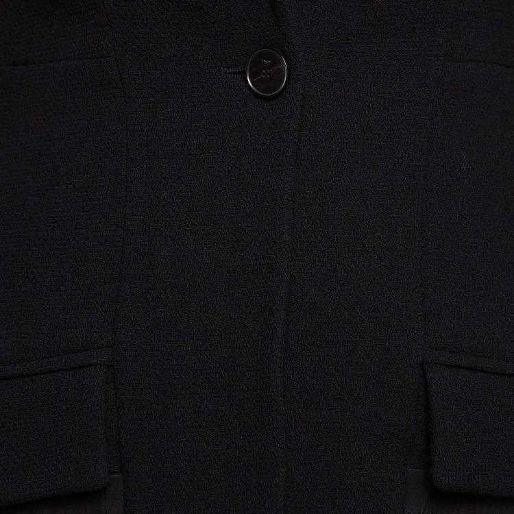 Pre Owned Christian Dior Black Wool and Silk Pleated Jacket S
