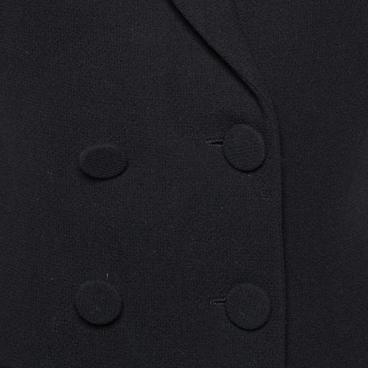 Pre Owned Dior Black Wool Double Breasted Sleeveless Mini Dress L