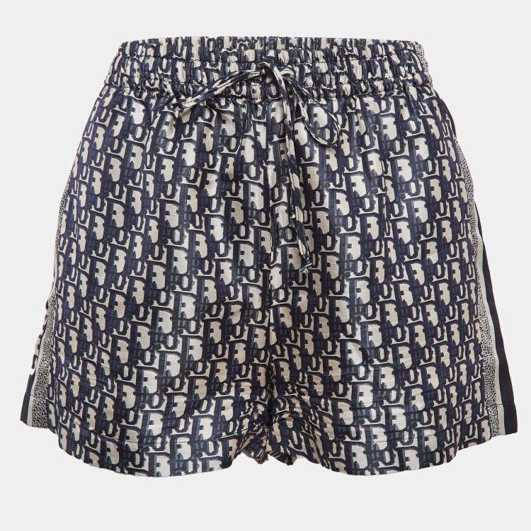 Pre Owned Christian Dior Blue Oblique Silk Chez Moi Shorts S