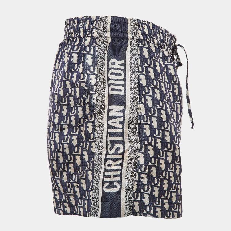 Pre Owned Christian Dior Blue Oblique Silk Chez Moi Shorts S