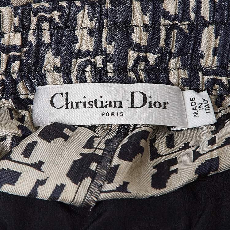 Pre Owned Christian Dior Blue Oblique Silk Chez Moi Shorts S