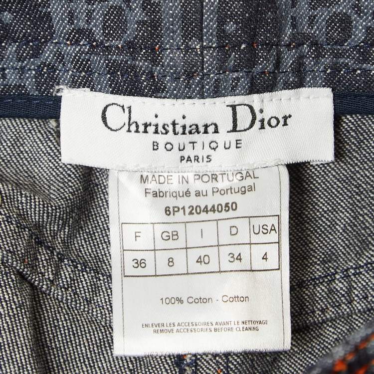 Pre Owned Dior Blue Flight Monogram Totter Denim Jeans S (Waist 27")