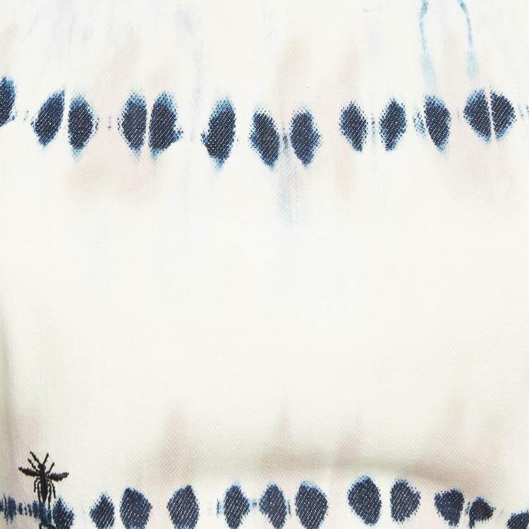 Pre Owned Dior Grey Tie-Dye Denim Tie-Up Open Back Top S