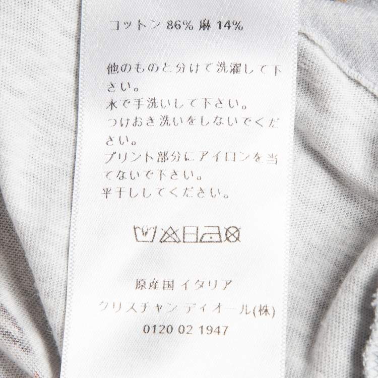 Pre Owned Christian Dior Grey Printed Cotton Jersey T-Shirt L