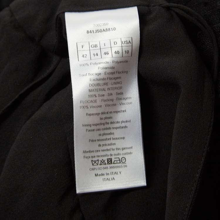 Pre Owned Christian Dior Black Flocked Tulle Midi Skirt L
