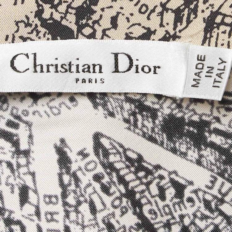 Pre Owned Christian Dior Beige Plan De Paris Motif Print Silk Shirt L