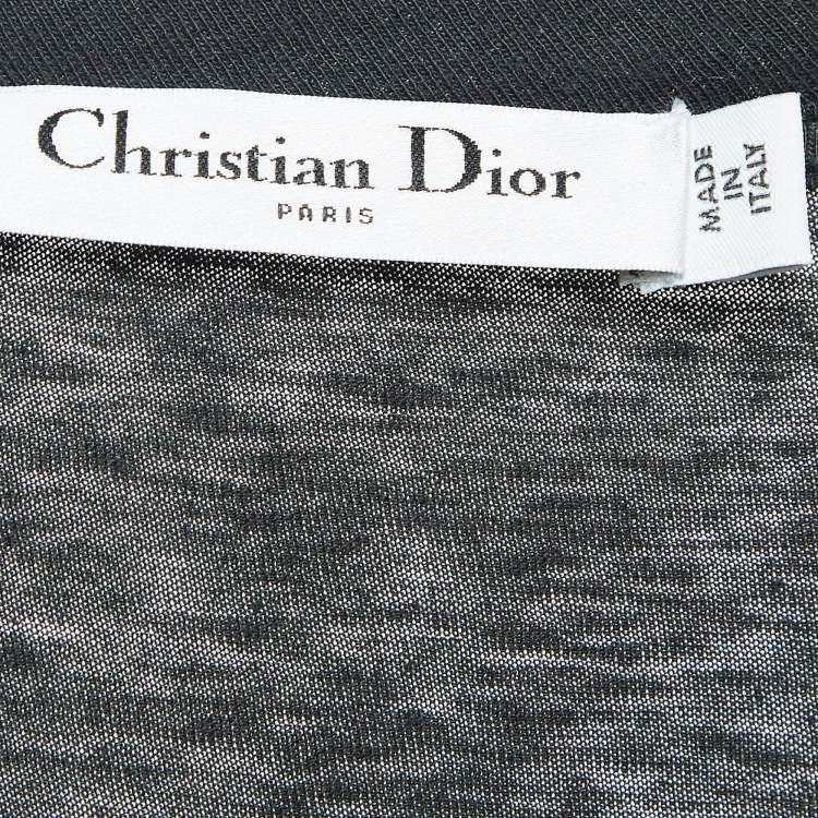 Pre Owned Dior Dark Grey Printed Cotton Jersey T-Shirt XS