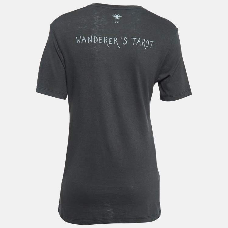 Pre Owned Dior Dark Grey Printed Cotton Jersey T-Shirt XS