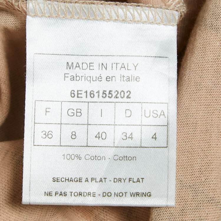 Pre Owned Christian Dior Boutique Peachy Beige Trompe l'oeil Print Cotton T-Shirt S