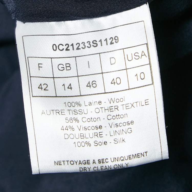 Pre Owned Christian Dior Navy Blue Pinstripe Wool Double Breasted Blazer L