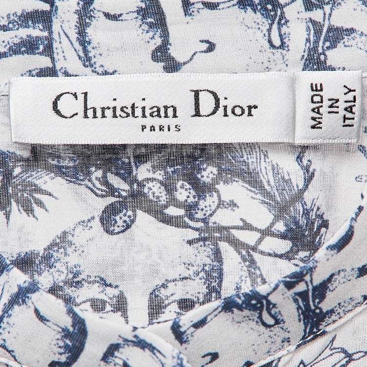 Pre Owned Christian Dior Blue Cotton Muslin Dioriviera Long Blouse M