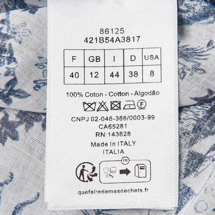 Pre Owned Christian Dior Blue Cotton Muslin Dioriviera Long Blouse M