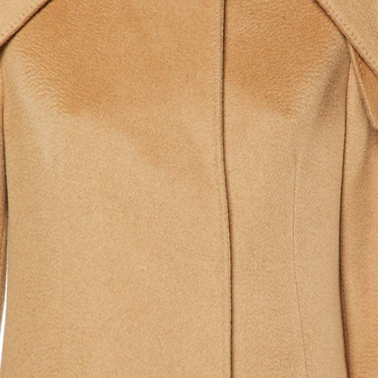 Pre Owned Dior Brown Camel Wool Mid-Length Coat L