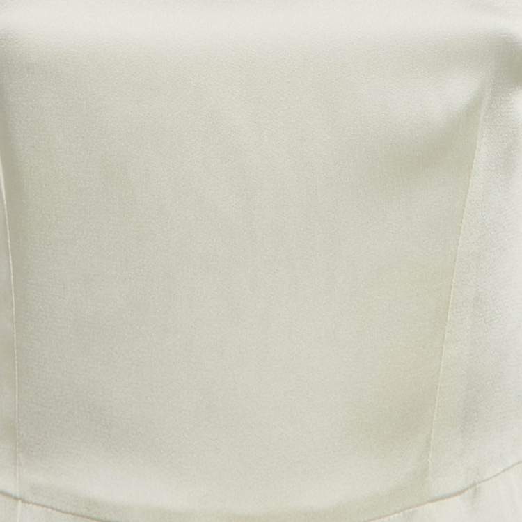 Pre Owned Christian Dior Cream Satin Flared Short Dress M