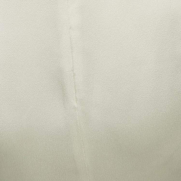 Pre Owned Christian Dior Cream Satin Flared Short Dress M