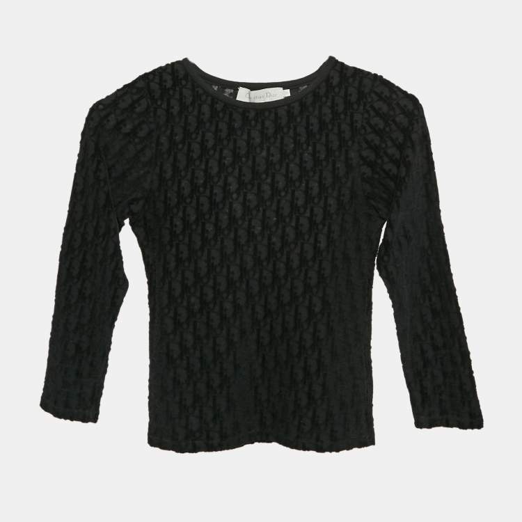 Christian Dior Black Oblique Embossed Cotton Jumper S Dior TLC