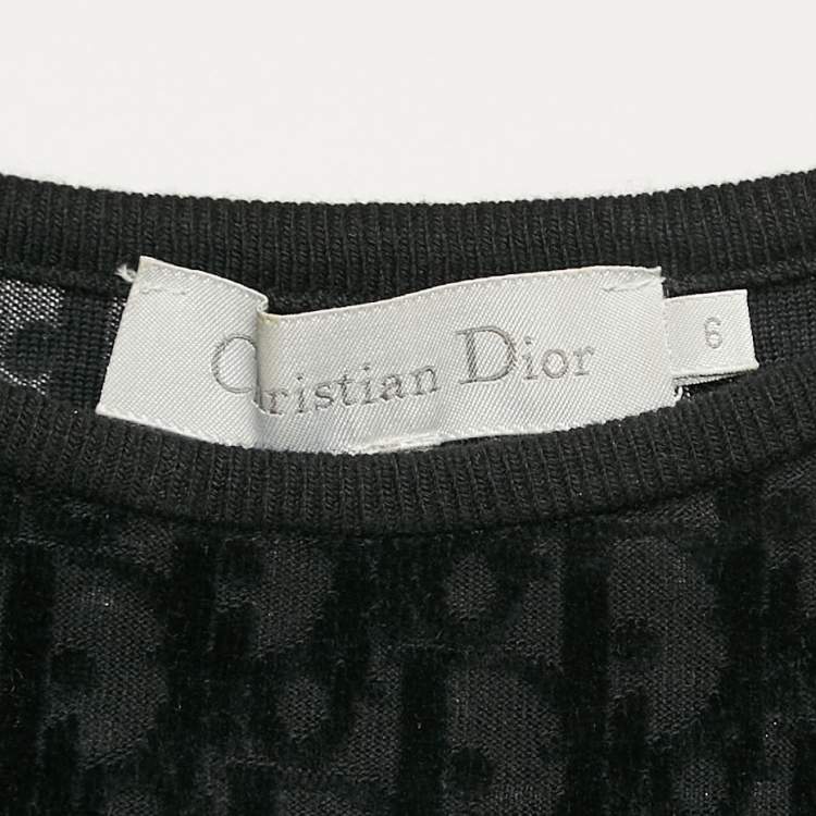 مملوكة مسبقًا Christian Dior Black Oblique Embossed Cotton Jumper S