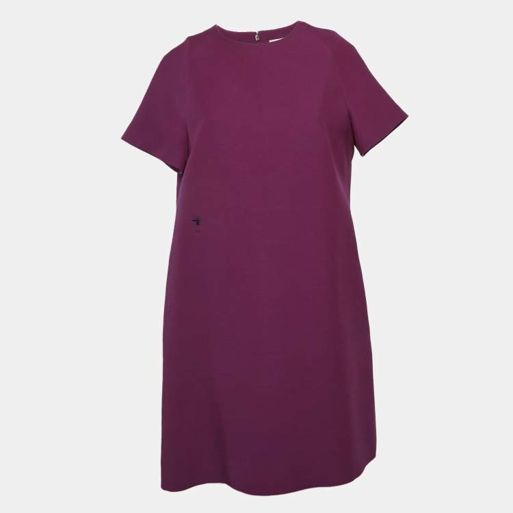 Pre Owned Christian Dior Purple Wool Blend Shift Dress L