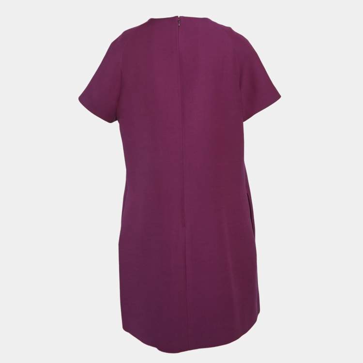 Pre Owned Christian Dior Purple Wool Blend Shift Dress L