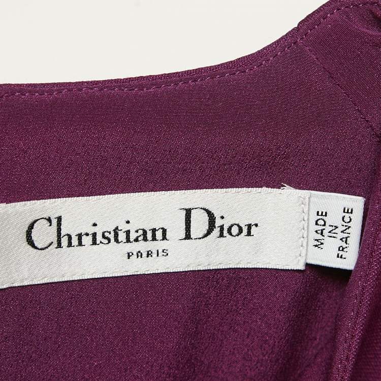 Pre Owned Christian Dior Purple Wool Blend Shift Dress L
