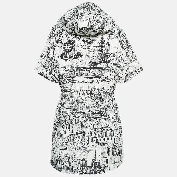 Pre Owned Christian Dior White Printed Synthetic Romper Mini Dress L